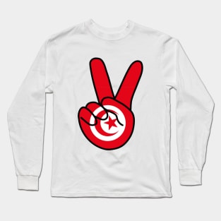 Tunisia Flag V Sign Long Sleeve T-Shirt